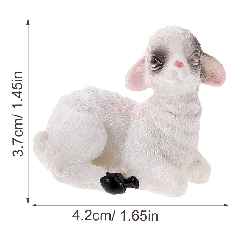 YARNOW Simulated Sheep Ornament Miniature Resin Figurines 4Pcs for Micro Landscape Fairy Garden Decor Terrarium Crafts Home Decoration Random Style - Image 3